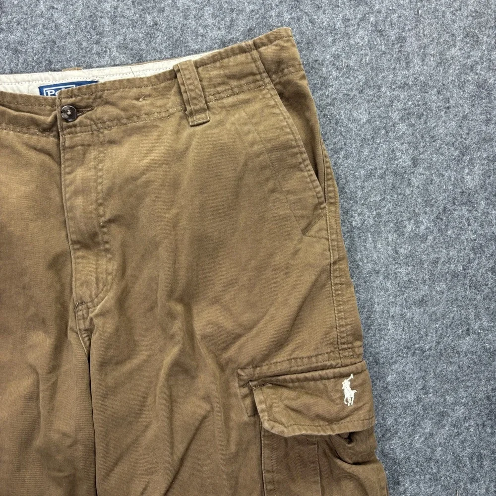 Vintage Polo Ralph Lauren Cargo Shorts Men's 36x14 Brown Baggy Y2K Paratrooper